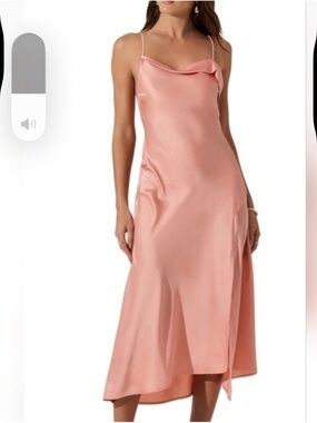 Astr The Label Blush Satin Slip Dress with Spaghetti Straps